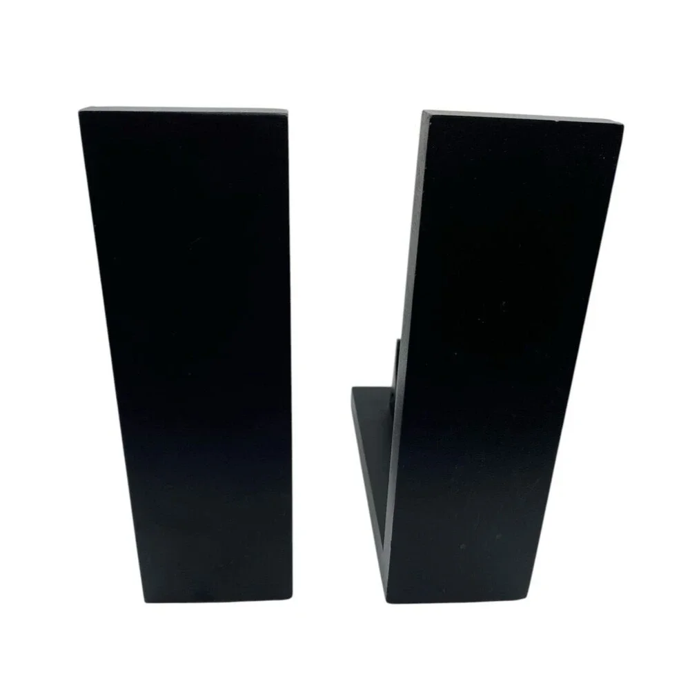 Pair Ikea Black A & Z Bookends Metal Letters on Wood 8” X 7” Library Book Ends